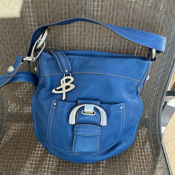 B. Makowsky Blue Leather Pocket Crossbody Bag - Picture 6 of 6